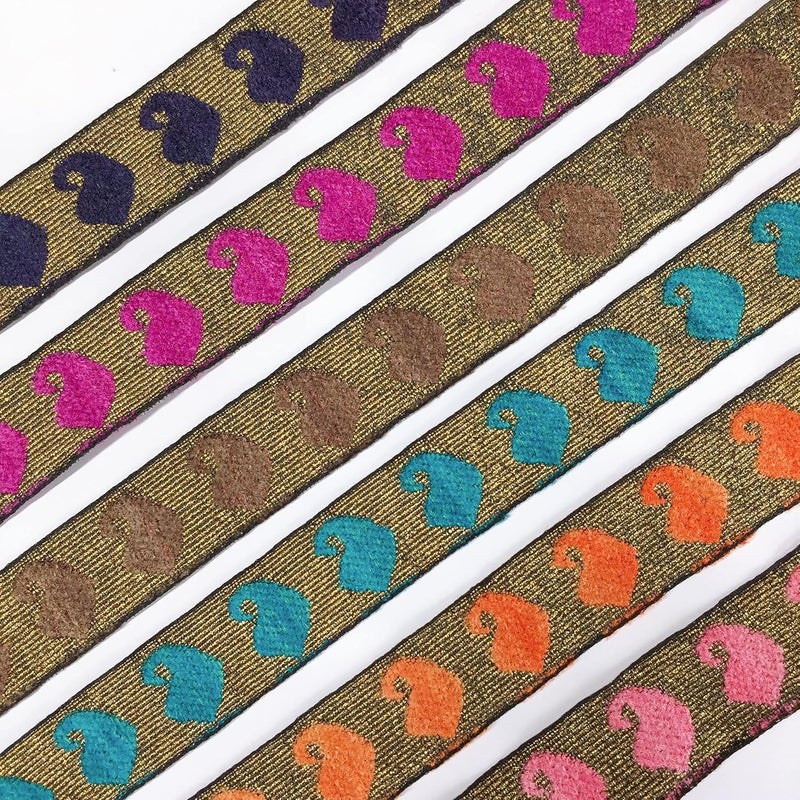 Lami 9 Meter Light Pink Velvet Design Gota Patti Lace on Golden Jari/Zari Base, Velvet Design Patch, Banarasi Saree Lace Bridal Lehenga Dupatta Suit Anarkali Lace Indian Trim, Art and Craft Material - Image 3