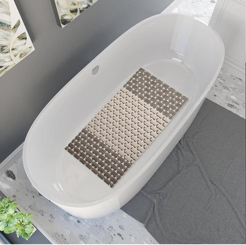 Non-Slip Rubber Bath Mat – Strong Suction Cup & Drain Holes – Ideal for Bathroom, Shower, Toilet (Brown) - Image 2
