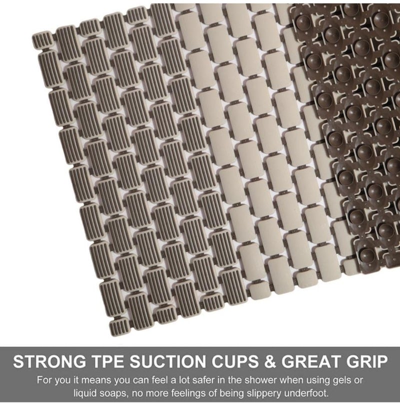 Non-Slip Rubber Bath Mat – Strong Suction Cup & Drain Holes – Ideal for Bathroom, Shower, Toilet (Brown) - Image 3
