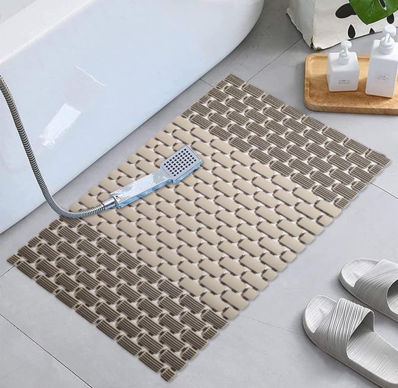 Non-Slip Rubber Bath Mat – Strong Suction Cup & Drain Holes – Ideal for Bathroom, Shower, Toilet (Brown) - Image 1