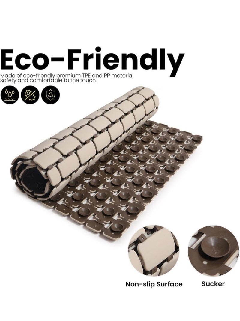 Non-Slip Rubber Bath Mat – Strong Suction Cup & Drain Holes – Ideal for Bathroom, Shower, Toilet (Brown) - Image 4