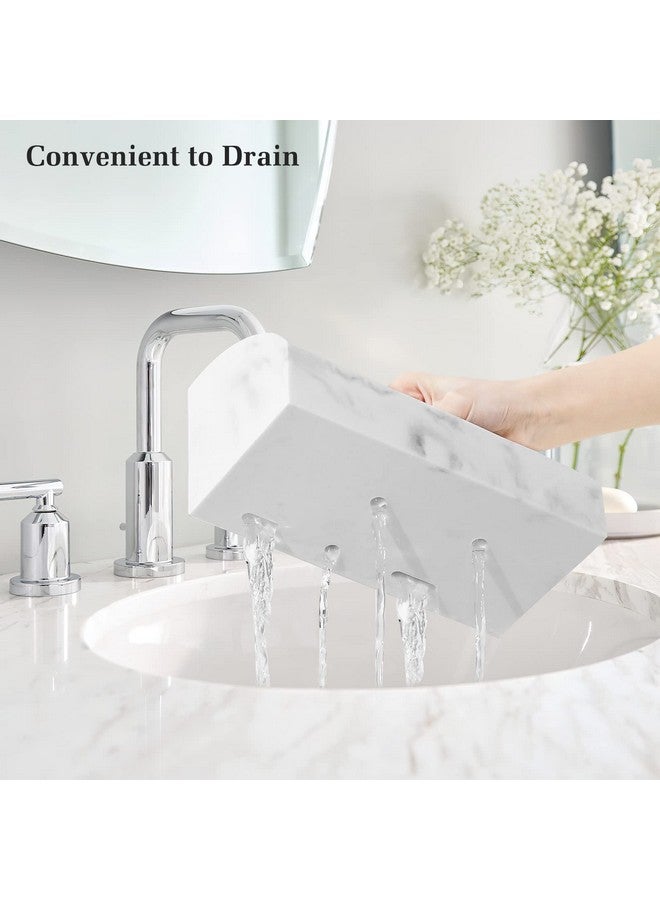 Luxspire Bathroom Counter Organizer, 5 Slot Toothbrush Holder, Marble Bathroom Accessories, Gravel White - Image 4