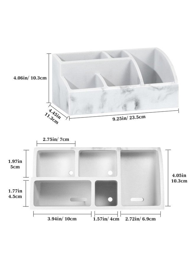 Luxspire Bathroom Counter Organizer, 5 Slot Toothbrush Holder, Marble Bathroom Accessories, Gravel White - Image 5
