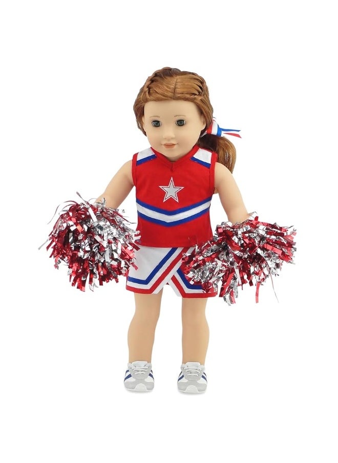 Emily Rose Emily Rose 18 Inch Doll Clothes & Accessories | 7 PC USA 18" Doll Cheer Cheerleader Sports Outfit Toy Gift Set Girls, Including 18-in Doll Shoes and Pom-Poms Accessory! | Fits Most 18" Dolls  - Image 2