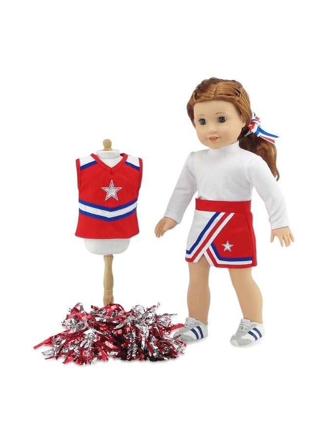 Emily Rose - Emily Rose 18 Inch Doll Clothes & Accessories | 7 PC USA 18" Doll Cheer Cheerleader Sports Outfit Toy Gift Set Girls, Including 18-in Doll Shoes and Pom-Poms Accessory! | Fits Most 18" Dolls - Image 1