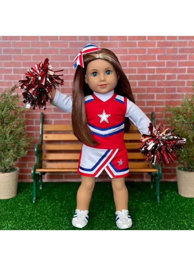 Emily Rose Emily Rose 18 Inch Doll Clothes & Accessories | 7 PC USA 18" Doll Cheer Cheerleader Sports Outfit Toy Gift Set Girls, Including 18-in Doll Shoes and Pom-Poms Accessory! | Fits Most 18" Dolls  - Image 5