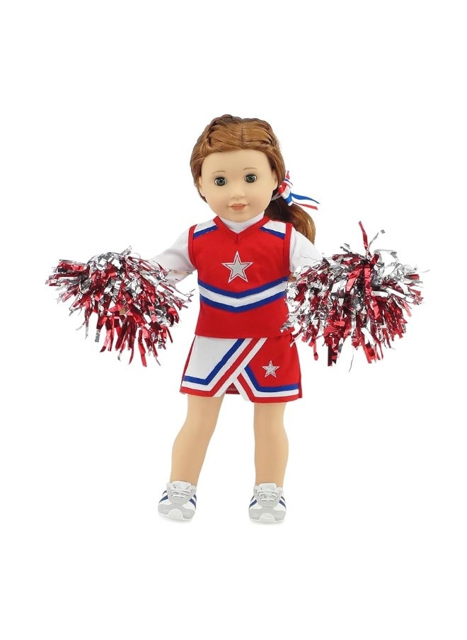 Emily Rose Emily Rose 18 Inch Doll Clothes & Accessories | 7 PC USA 18" Doll Cheer Cheerleader Sports Outfit Toy Gift Set Girls, Including 18-in Doll Shoes and Pom-Poms Accessory! | Fits Most 18" Dolls  - Image 1
