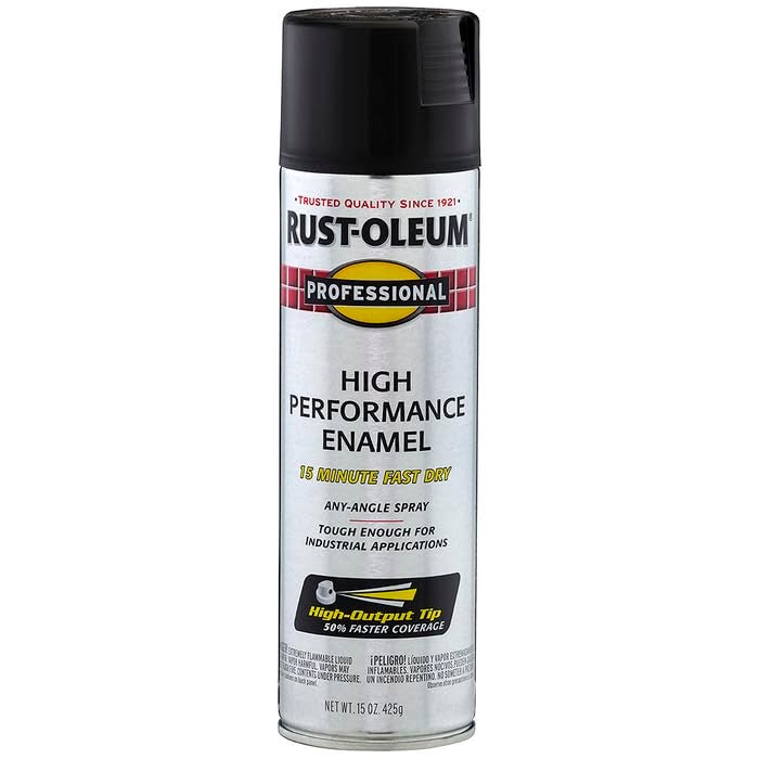 Rust-Oleum 7578838-6PK Professional High Performance Enamel Spray Paint, 15 oz, Flat Black, 6 Pack - Image 4