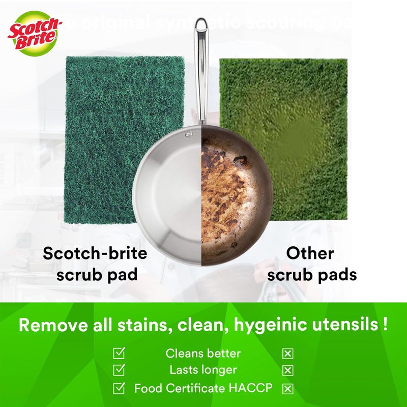 3M ScotchBrite General Purpose Scouring Pads 96 for Everyday Cleaning Kitchen Dishwashing Cooking Utensils Equipment Heavy Duty NonScratch Scrubbers NonRusting 10X15cm Pack of 4 - Image 4