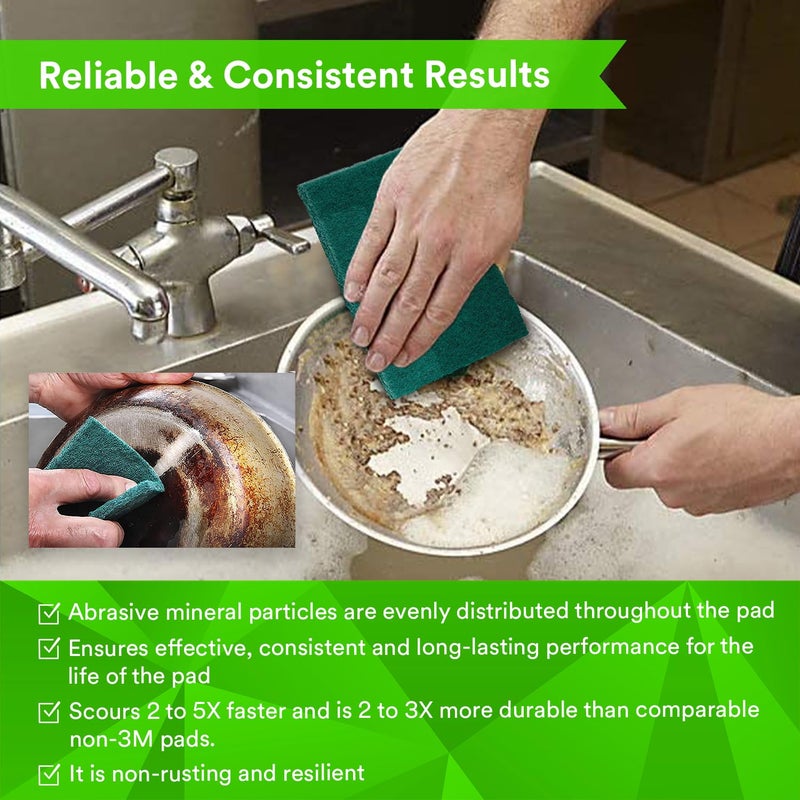 3M ScotchBrite General Purpose Scouring Pads 96 for Everyday Cleaning Kitchen Dishwashing Cooking Utensils Equipment Heavy Duty NonScratch Scrubbers NonRusting 10X15cm Pack of 4 - Image 5