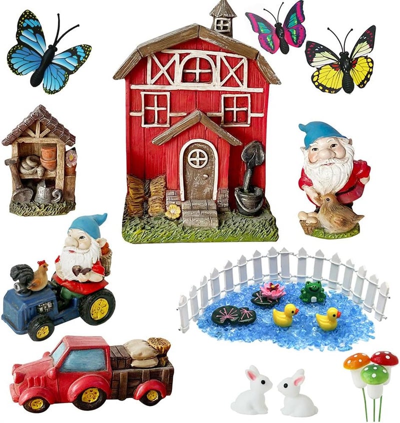BangBangDa Miniature Fairy Gnome Garden Accessories – Christmas Fairy Garden House Decoration - Outdoor Fairy Garden Gnome Figurines Decor Kit for Mother Girlfriend Birthday Gift - Image 1