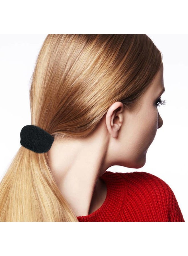 Angla 12 Pack Black Terry Cloth Cotton Elastic Stretchy Fuzzy Wide Thick Hair Ties Scrunchies Bobbie Ties Ring Loop No Crease Seamless Hair Rubber Band Ponytail Holder Hair Accessories for Women Girl - Image 3