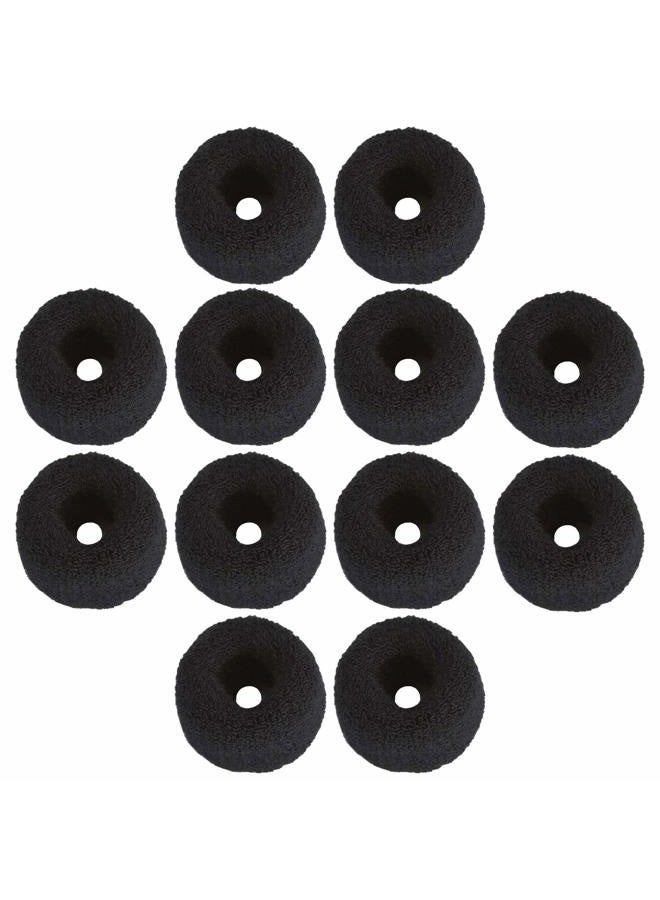 Angla 12 Pack Black Terry Cloth Cotton Elastic Stretchy Fuzzy Wide Thick Hair Ties Scrunchies Bobbie Ties Ring Loop No Crease Seamless Hair Rubber Band Ponytail Holder Hair Accessories for Women Girl - Image 1
