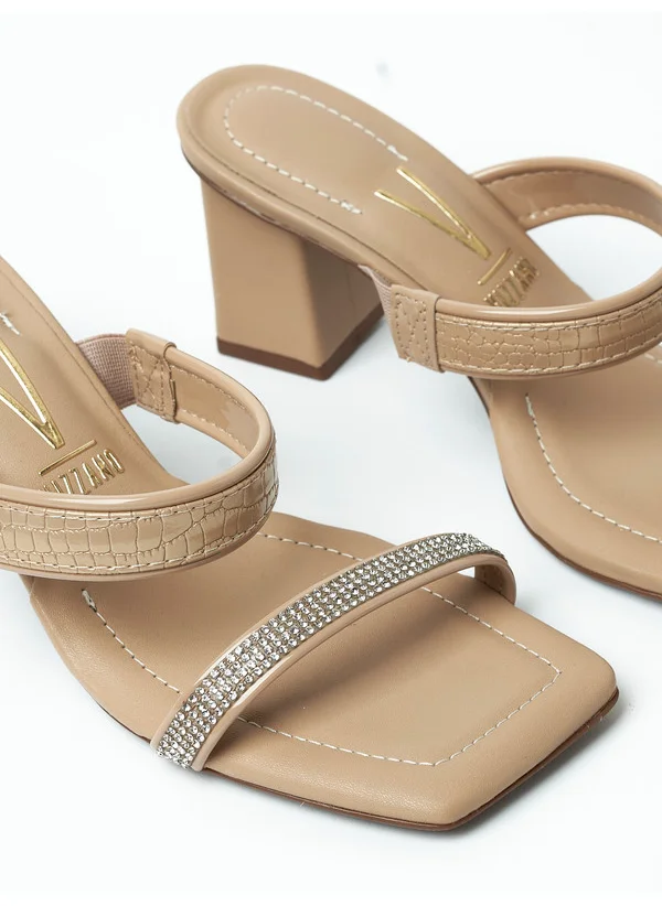فيزانو Vizzano Ladies Mid Heel Sandals Beige | Made In Brazil