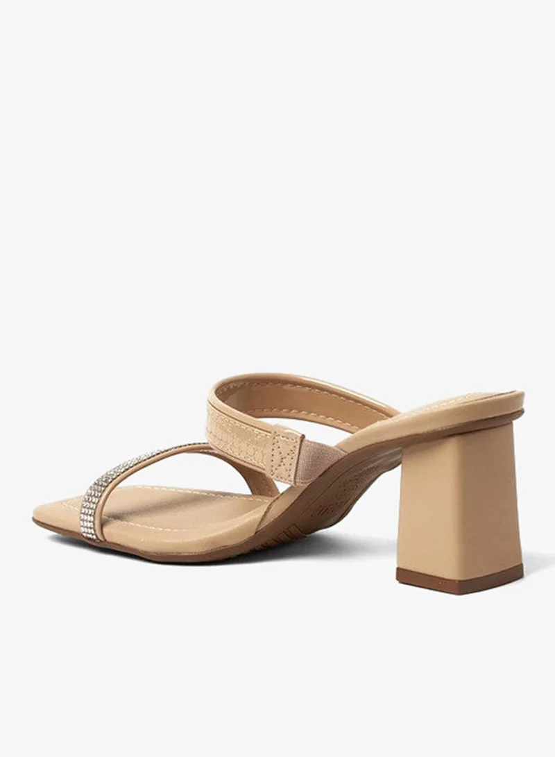 Vizzano Beige Mid Heels Sandals for Women – Sling Back Heel Sandals for Girls with Ankle Strap for Women | Best Price UAE