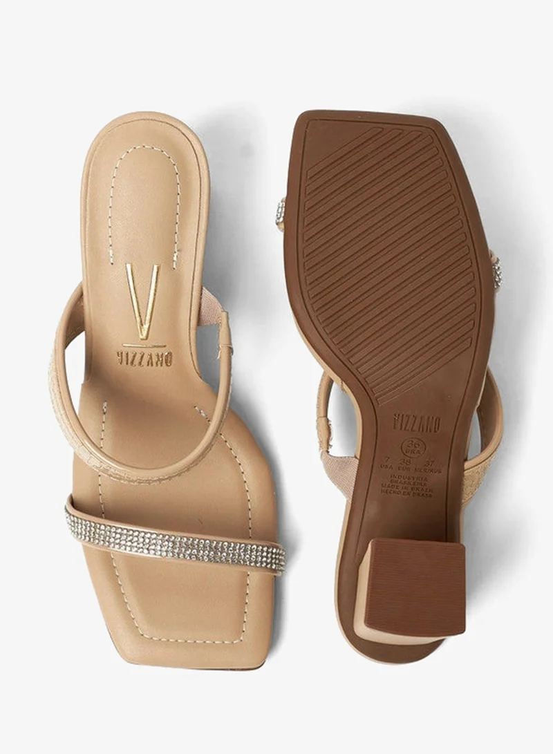 Vizzano Beige Mid Heels Sandals for Women – Sling Back Heel Sandals for Girls with Ankle Strap for Women | Best Price UAE