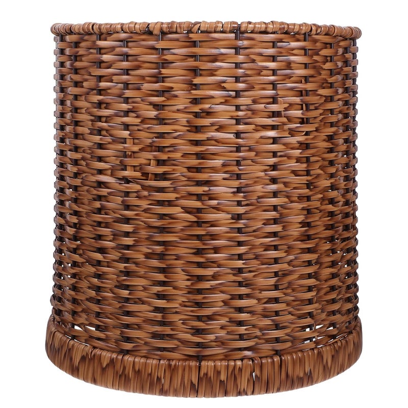 Large Capacity 8l Double Layer Imitation Rattan Wastebasket Lightweight Decorative Trash Can for Home Office Bathroom Bedroom Storage - Image 1
