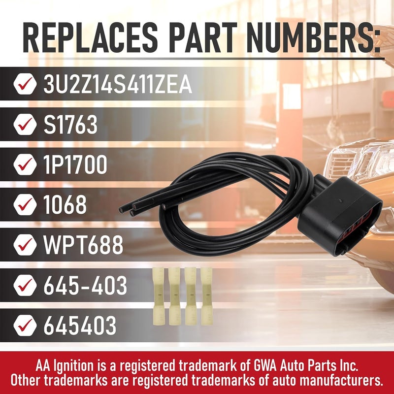AA Ignition HVAC Blower Motor Resistor Connector Plug Wiring Harness Pigtail - Compatible with Ford & Mercury Vehicles - F150, Fiesta, Expedition, Mustang, Freestar, Freestyle - Replaces 3U2Z14S411ZEA, WPT688 - Image 3