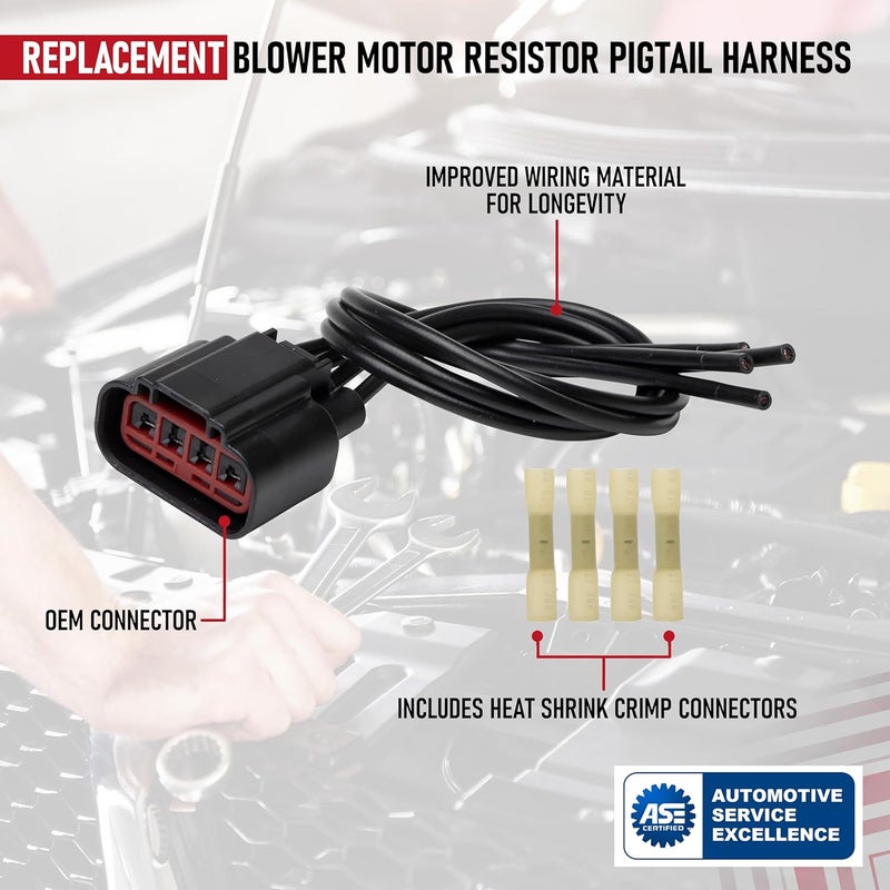 AA Ignition HVAC Blower Motor Resistor Connector Plug Wiring Harness Pigtail - Compatible with Ford & Mercury Vehicles - F150, Fiesta, Expedition, Mustang, Freestar, Freestyle - Replaces 3U2Z14S411ZEA, WPT688 - Image 4