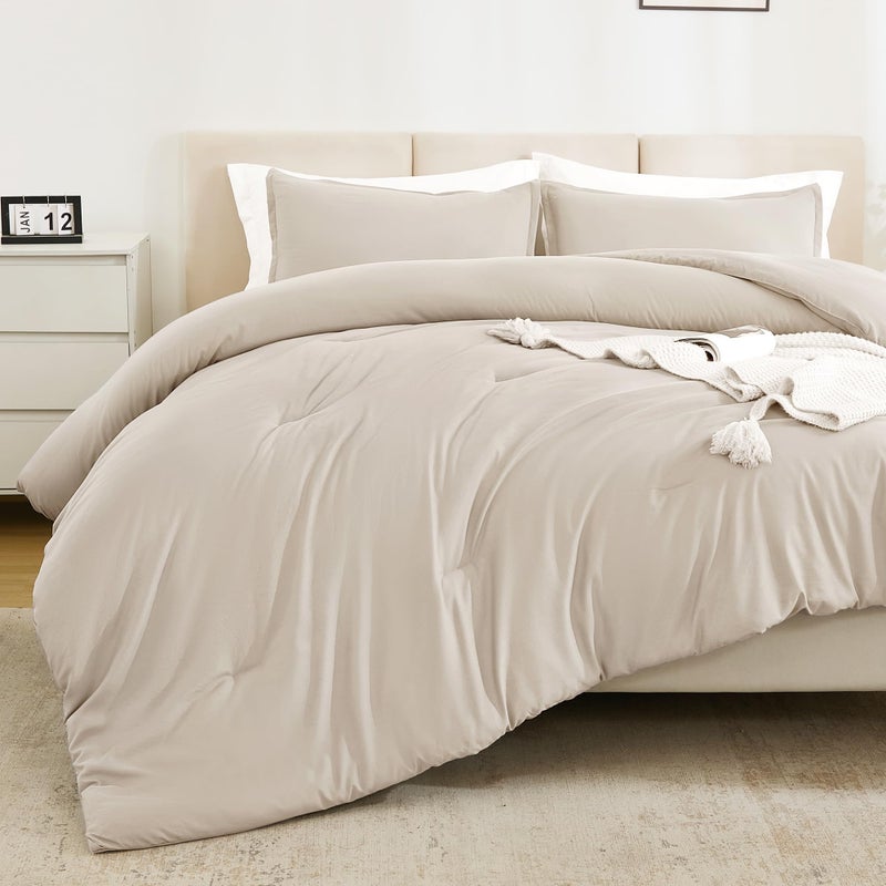 Litanika Litanika Comforters Tannish Grey Twin Size  2 Pieces Lightweight Solid Bedding Set & Collections  All Season Fluffy Bed Set (66x90In Comforter & 1 Pillowcase)  - Image 5