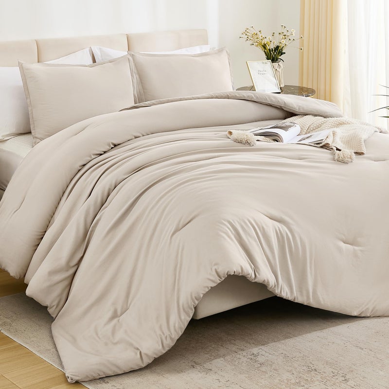 Litanika Litanika Comforters Tannish Grey Twin Size  2 Pieces Lightweight Solid Bedding Set & Collections  All Season Fluffy Bed Set (66x90In Comforter & 1 Pillowcase)  - Image 1