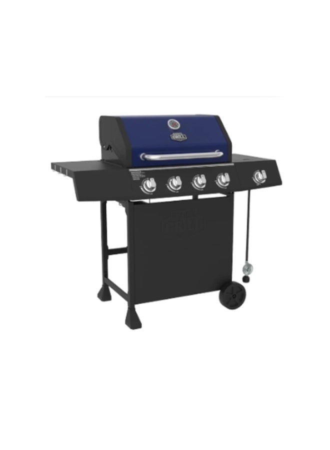 Gas Barbecue Grill with 4 Burners  – Durable Cast Iron Grates, Spacious Outdoor BBQ Grill