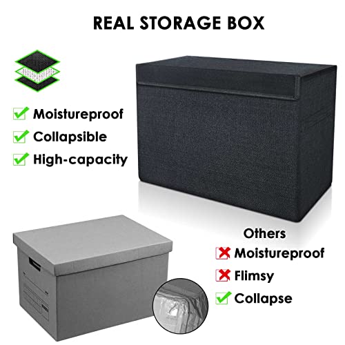 Leffis Comic Book Storage, Box 15.5" X 7.5" X 11.3", Collapsible Comic Short Box with Lids Holds 150 Comics Heavy Duty Comic Book Bin Container (1 pack, black) - Image 3
