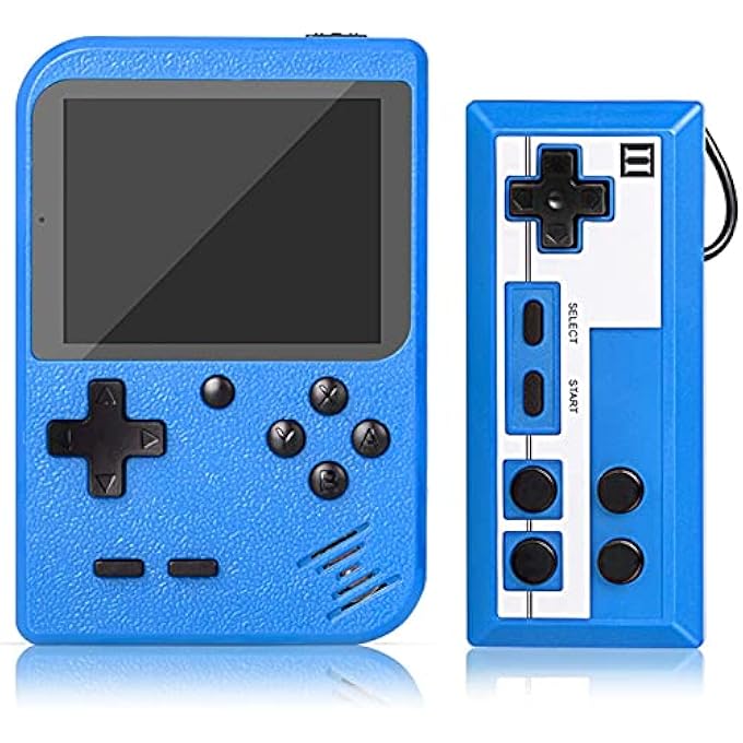 RETRO GAME CONSOLE, HANDHELD GAMES PORTABLE GAME PLAYER WITH 500 CLASSIC FC GAMES, 3.0 INCH SCREEN 800MAH RECHARGEABLE BATTERY SUPPORT TV CONNECTION & TWO PLAYERS FOR KIDS ADULTS (BLUE) - Image 2