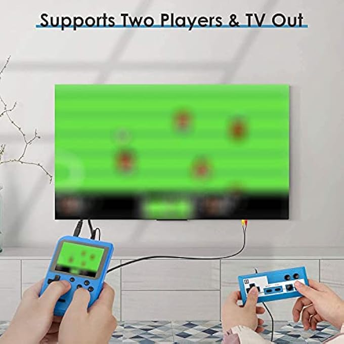 RETRO GAME CONSOLE, HANDHELD GAMES PORTABLE GAME PLAYER WITH 500 CLASSIC FC GAMES, 3.0 INCH SCREEN 800MAH RECHARGEABLE BATTERY SUPPORT TV CONNECTION & TWO PLAYERS FOR KIDS ADULTS (BLUE) - Image 3