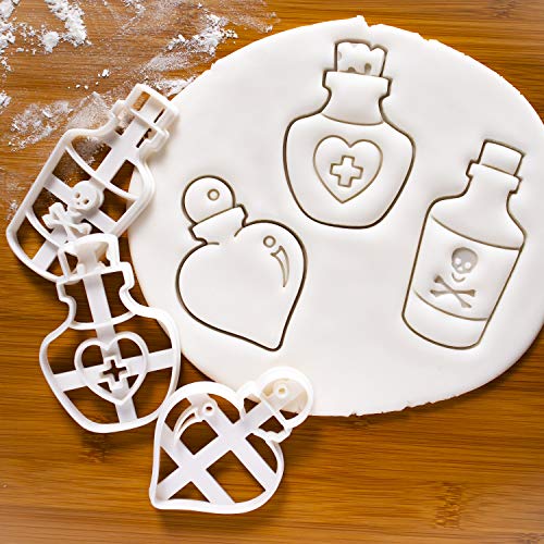Bakerlogy Set of 3 Potion Bottle cookie cutters (Designs: Love, Poison, and Health), 3 pieces - Bakerlogy - Image 2