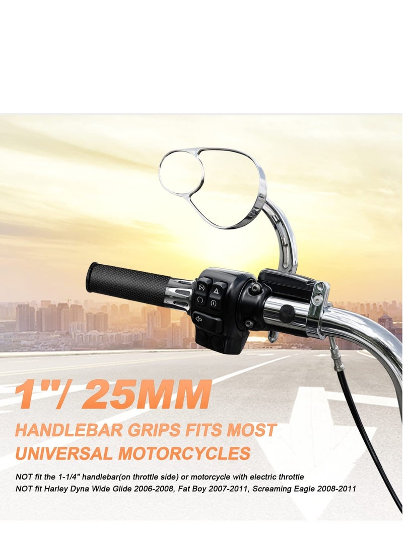 SYOSI Universal Motorcycle Handles Grips, 1" Motorcycle Hand Grips Black Chrome Handlebar Grips Compatible with Harley Touring Honda Yamaha Suzuki Kawasaki - Image 2