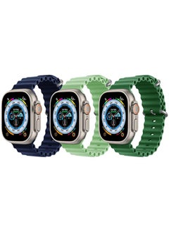 Silicone Ocean Band Strap for Apple Watch 38/40/41mm Dark Blue/Mint Green/Dark Green Set of 3