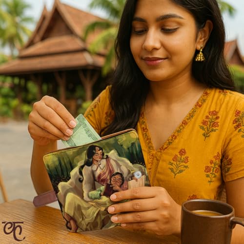Kalankit Passport Wallet for Women | Vegan Leather Bi-Fold Long Wallet & Travel Purse | Valentine Gift for Her, Valentine Gifts for Women | The Mood of Autumn - Image 2