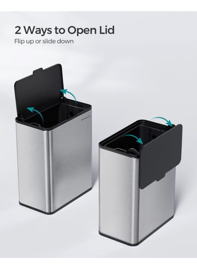 SONGMICS Hanging Kitchen Bin, 2.1-Gallon (8 L) Steel Trash Bin with Lid for Food Waste, Cabinet Door Hanging or Wall-Mounted with Hooks, for Under Sink, Bathrooms, Metallic Silver - Image 5