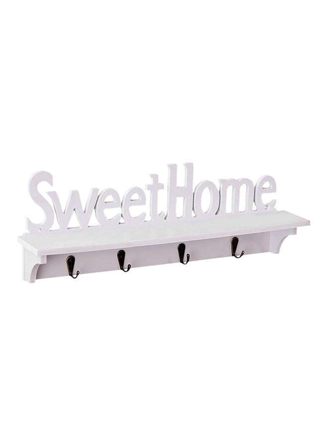 Sweet Home Key Holder Wooden Wall Shelf White - Image 1