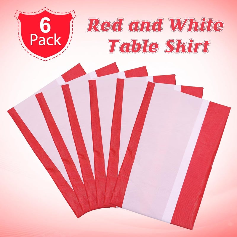 Pascliyna 6 Pack Carnival Table Skirt Party Decorations, Red and White Striped Table Skirts, Disposable Table Decorations for Concession Stand Carnival Circus Themed Party Supplies Decorations, 2.4 x 14 Ft - Image 3