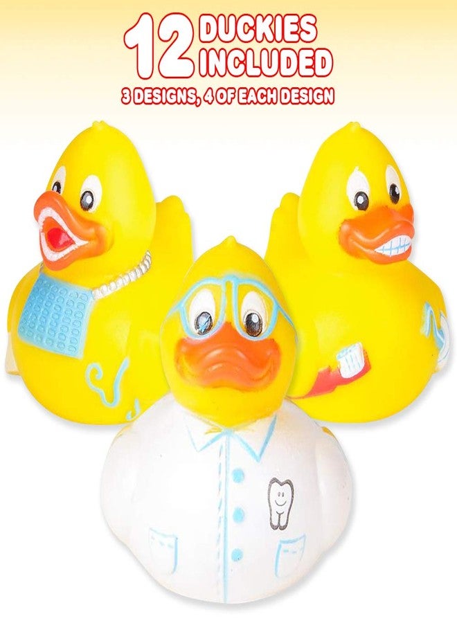 ArtCreativity 2 Inch Dental Rubber Duckies, Pack of 12, Cute Duck Bath Tub Pool Toys in Assorted Styles, Fun Decorations, Carnival Supplies, Party Favor, Dental Treasure Toys - Image 2