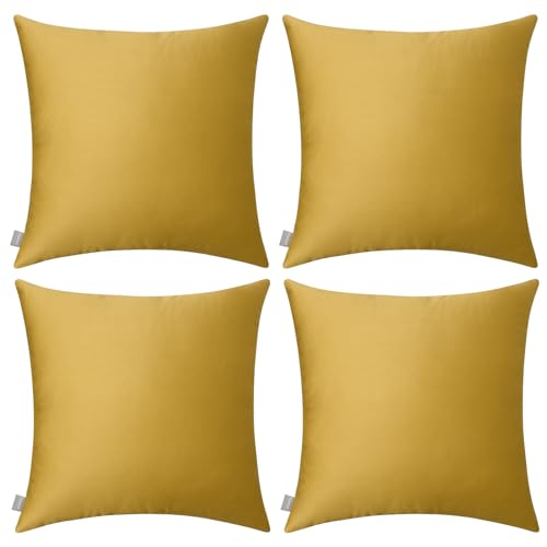 Thmyo Thmyo 4Pack 100 Cotton Comfortable Solid Decorative Throw Pillow Case Square Cushion Cover Pillowcase Sublimation Blank Pillow Covers DIY Throw Pillowcase18x18 inch45x45cmMustard Yellow  - Image 1
