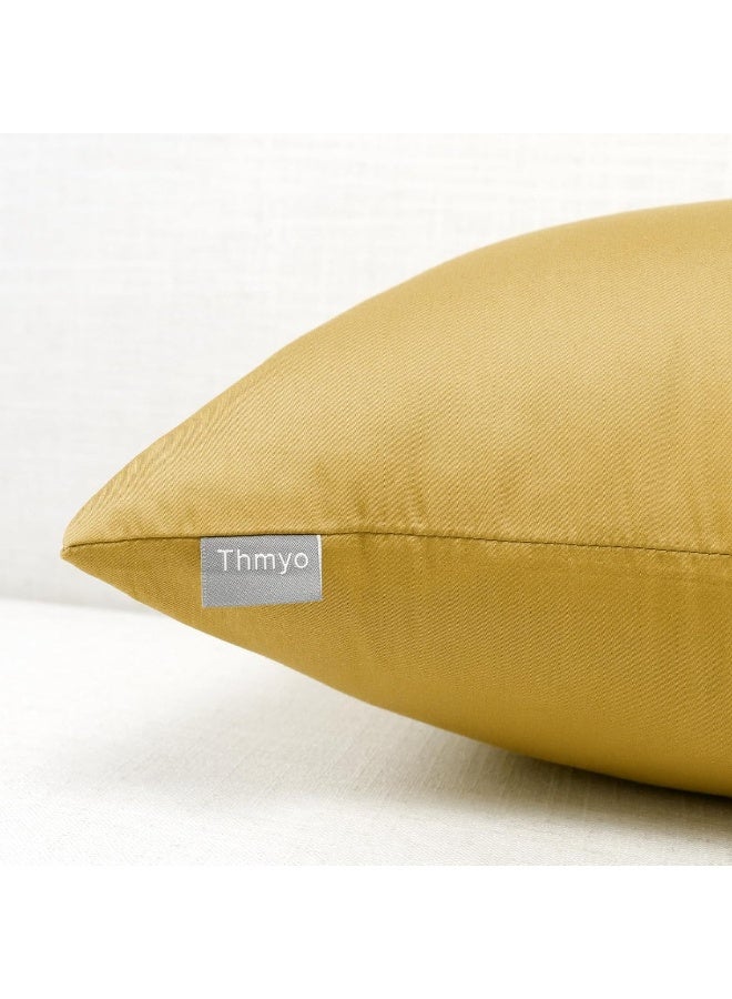 Thmyo Thmyo 4Pack 100 Cotton Comfortable Solid Decorative Throw Pillow Case Square Cushion Cover Pillowcase Sublimation Blank Pillow Covers DIY Throw Pillowcase18x18 inch45x45cmMustard Yellow  - Image 4