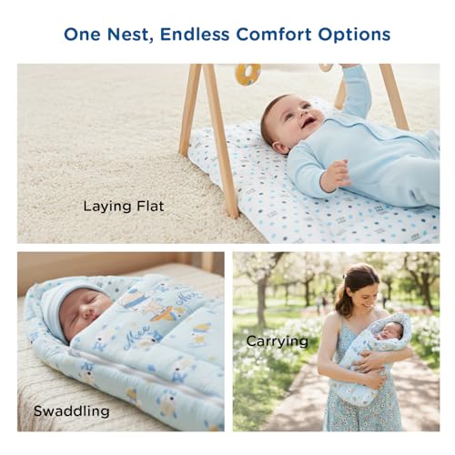 Mee Mee Premium Snow Bear Baby Sleeping Bag Cum Carry Nest - Soft, Portable, and Skin-Friendly for Newborns (0-6 Months) (Blue) - Image 5