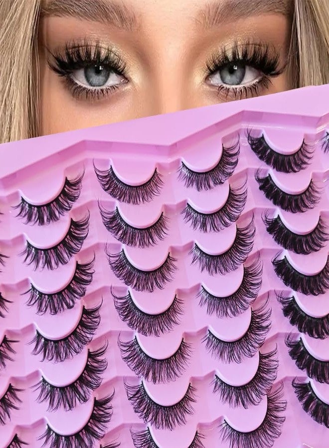 Royaomis 21 Pairs Russian Strips Lashes 12-18mm Wispy Fake Lashes that Look Like Extensions D Curl Lash Strips 3 Styles Natural False Lashes Mink - Image 1
