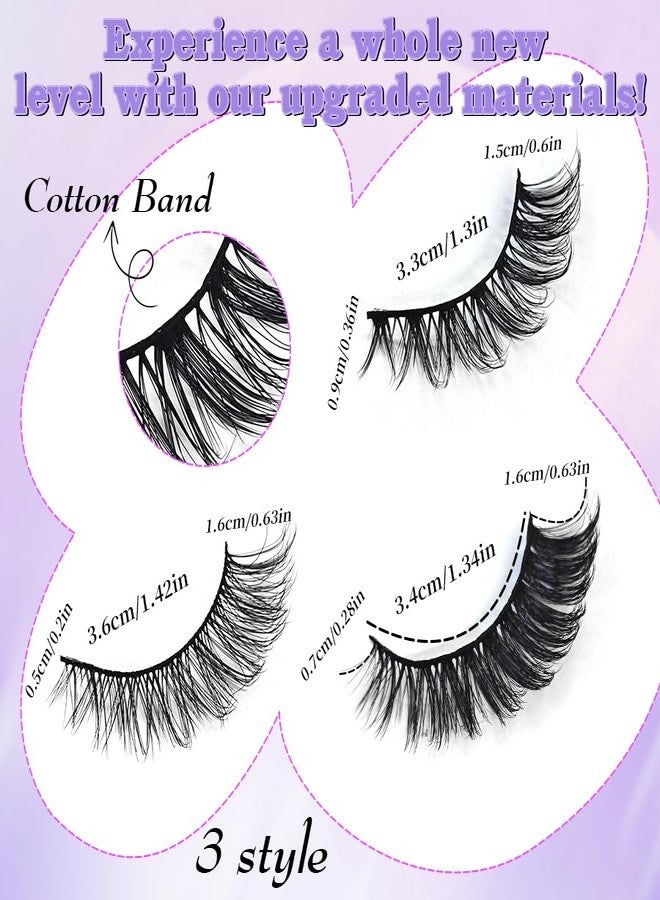 Royaomis 21 Pairs Russian Strips Lashes 12-18mm Wispy Fake Lashes that Look Like Extensions D Curl Lash Strips 3 Styles Natural False Lashes Mink - Image 2