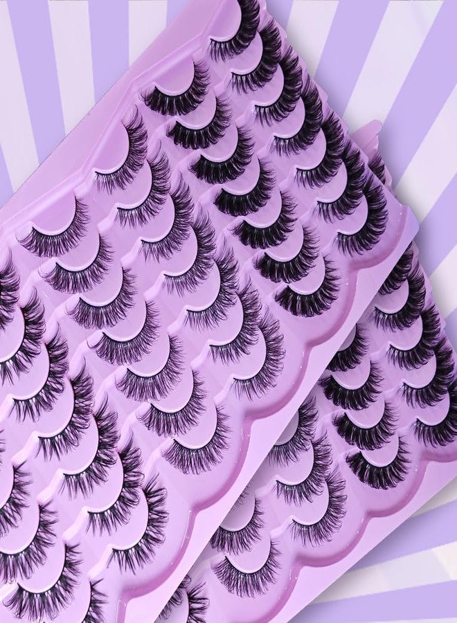 Royaomis 21 Pairs Russian Strips Lashes 12-18mm Wispy Fake Lashes that Look Like Extensions D Curl Lash Strips 3 Styles Natural False Lashes Mink - Image 3