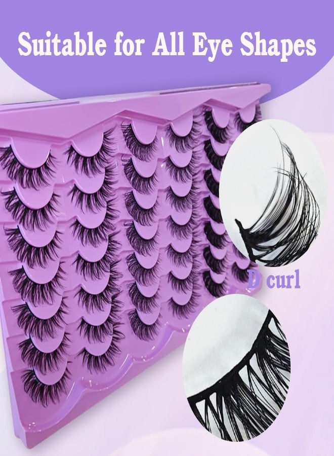 Royaomis 21 Pairs Russian Strips Lashes 12-18mm Wispy Fake Lashes that Look Like Extensions D Curl Lash Strips 3 Styles Natural False Lashes Mink - Image 4