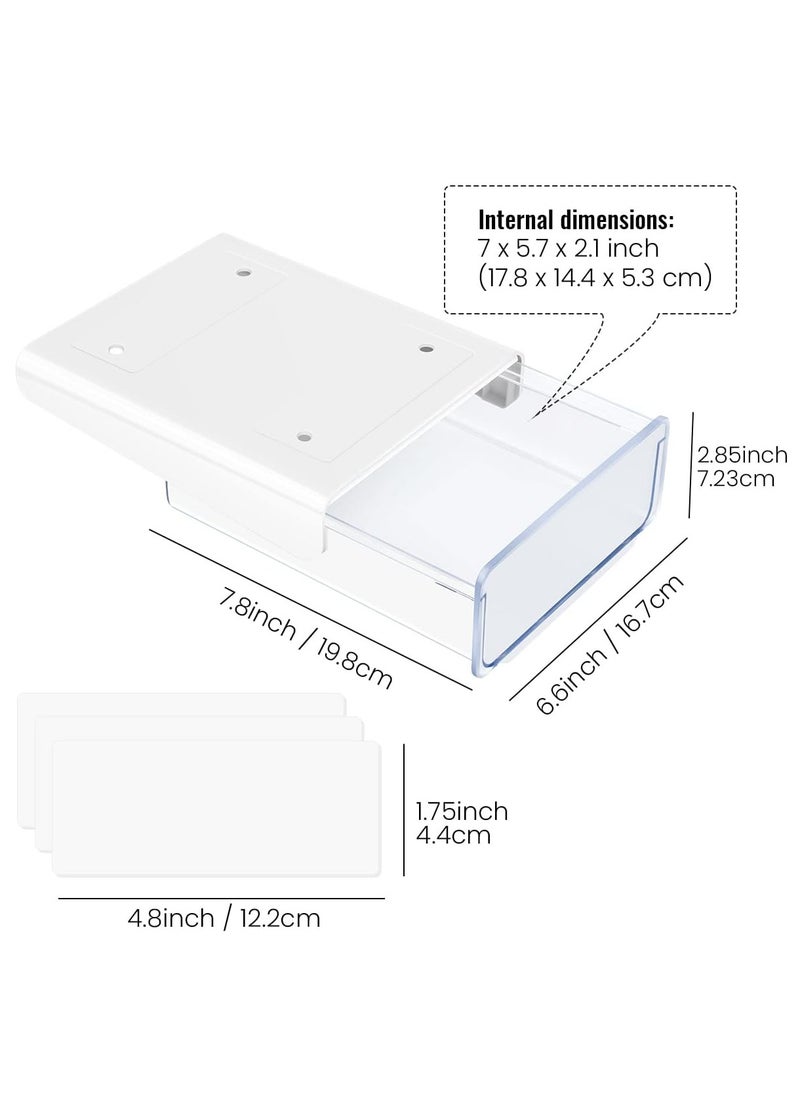 Arabest - Under Desk Storage Drawer, Slide-out  Table Hidden Organizer with Handle, Self-adhesive Hidden Drawer Box for Office, Home, Kitchen, School, White - Image 1
