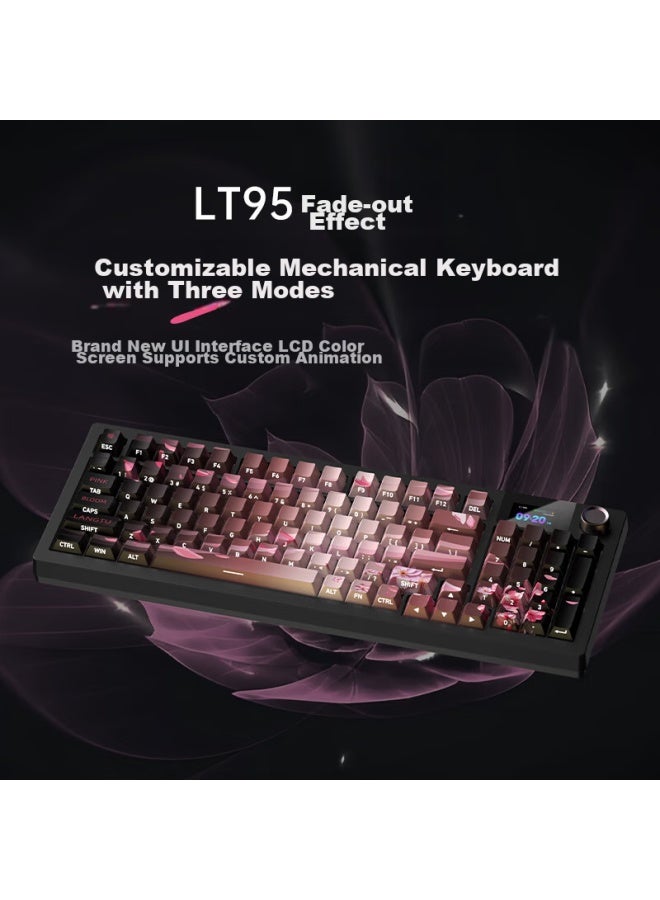 Langtu Lt95 Yingsheng Wired/wireless/bluetooth Tri-mode Mechanical Keyboard, Gasket Structure, Rgb Lighting Effects, Lcd Color Screen, Blue Switch - Image 1