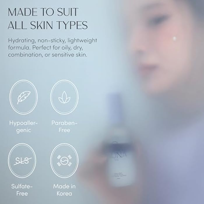 NUNA Ultra Hydrating Face Serum Spray with Peptides, Niacinamide, Hyaluronic Acid & Botanical Extracts – Korean Lightweight Moisture Boost Facial Mist & Setting Spray for Makeup – 3.38 fl oz - Image 2