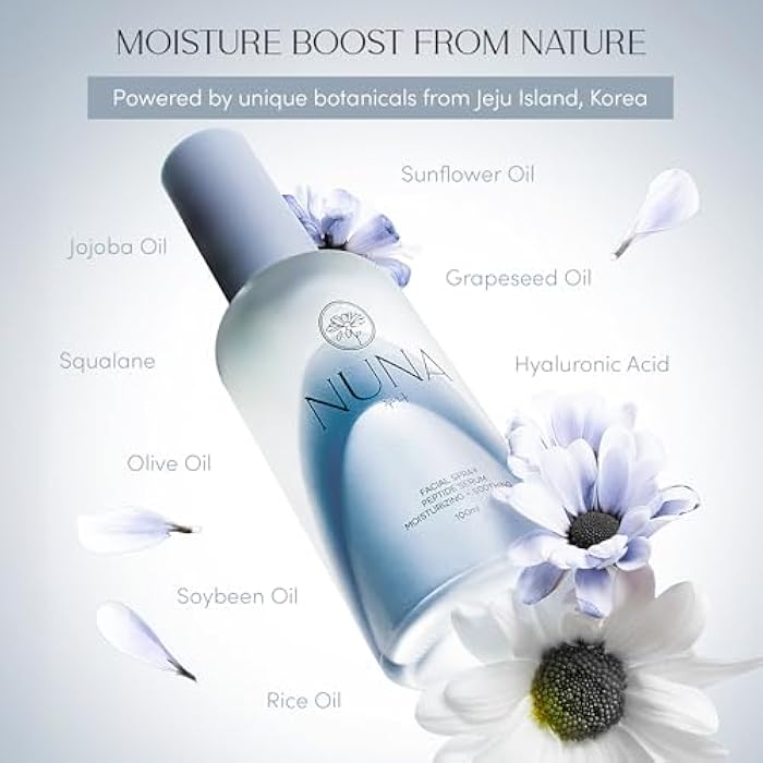 NUNA Ultra Hydrating Face Serum Spray with Peptides, Niacinamide, Hyaluronic Acid & Botanical Extracts – Korean Lightweight Moisture Boost Facial Mist & Setting Spray for Makeup – 3.38 fl oz - Image 4