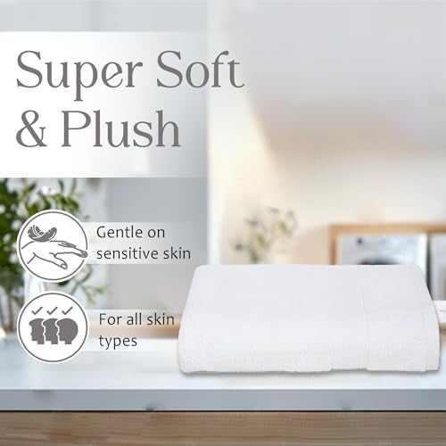 Ambra Linens 500 GSM Highly Absorbent Towels Set, 100% Cotton, Soft and Plush, All Seasons Use, Large, Everyday Use, Durable (2 Pieces of Bath Towel, White) - Image 3