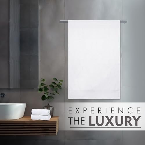 Ambra Linens 500 GSM Highly Absorbent Towels Set, 100% Cotton, Soft and Plush, All Seasons Use, Large, Everyday Use, Durable (2 Pieces of Bath Towel, White) - Image 4